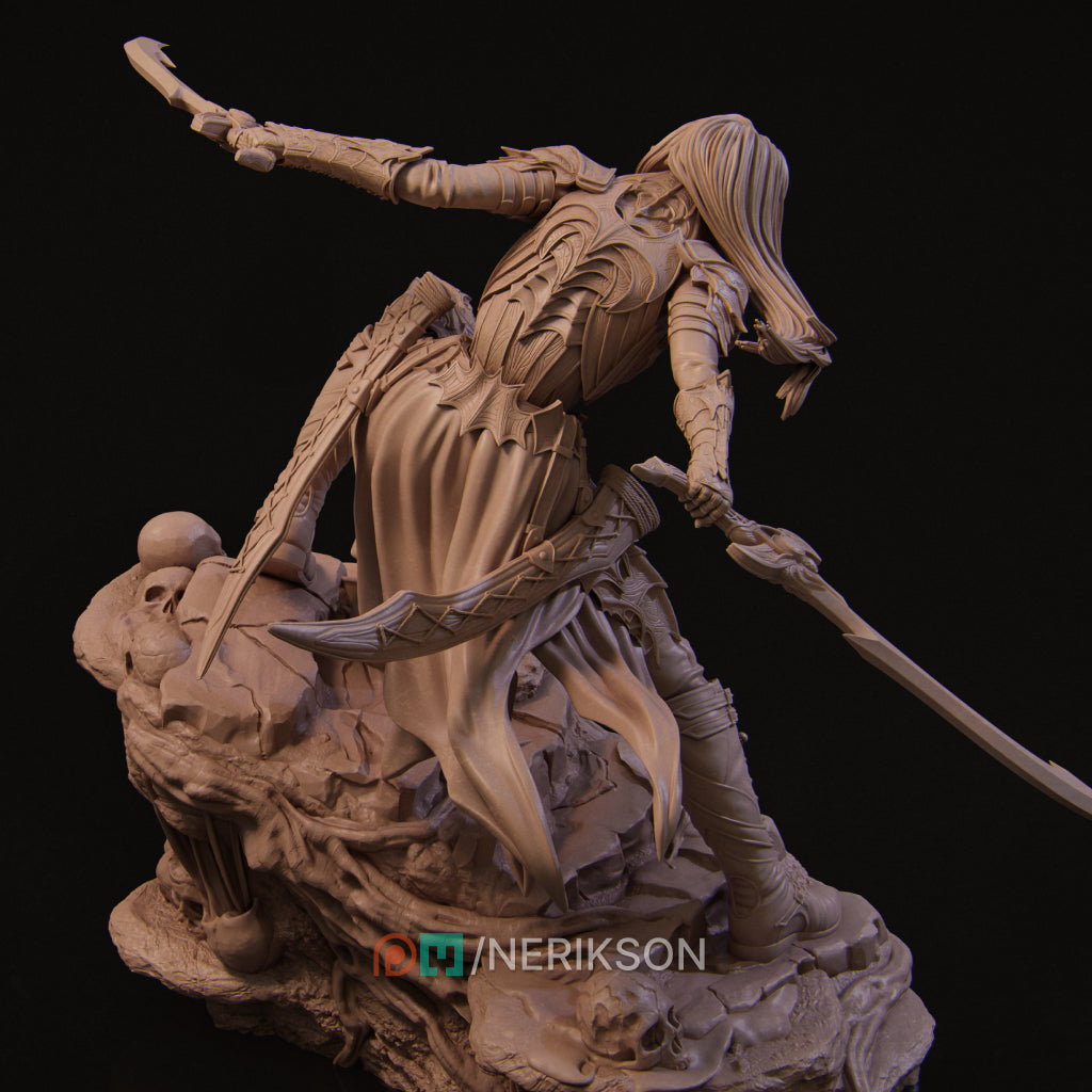 Lierin the Drow Fighter | 32mm–140mm | 3D Printed Figure | Art Piece | Nerikson | Nerdy Creations