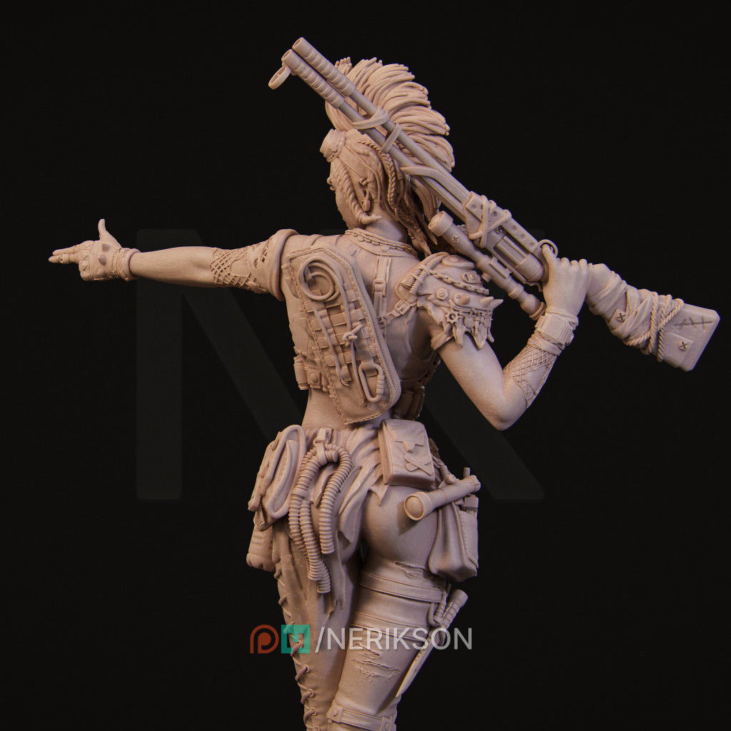 Ramona the Wasteland Warrior | 32mm–140mm | 3D Printed Figure | Art Piece | Nerikson | Nerdy Creations