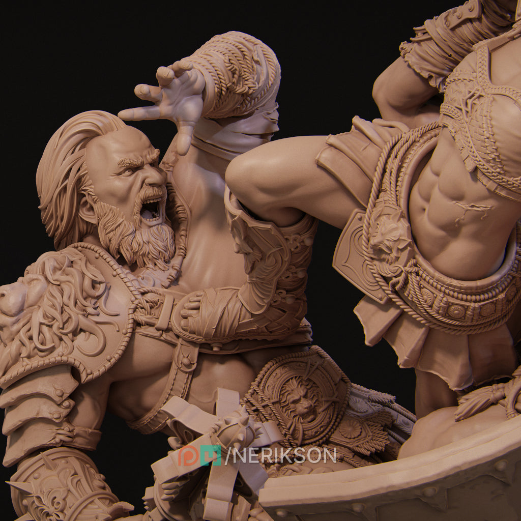 Fight of the Wolf | 32mm–140mm | 3D Printed Diorama Set | Art Piece | Nerikson | Nerdy Creations