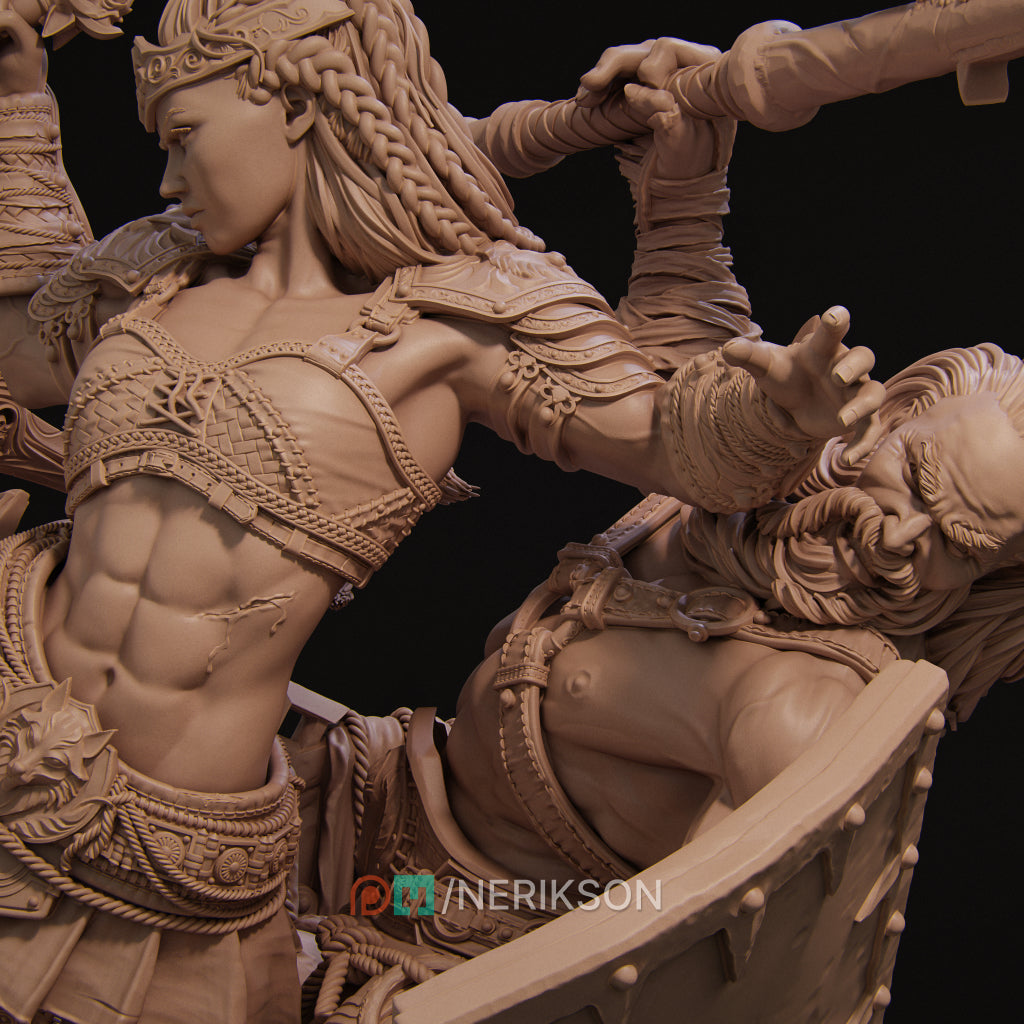 Fight of the Wolf | 32mm–140mm | 3D Printed Diorama Set | Art Piece | Nerikson | Nerdy Creations