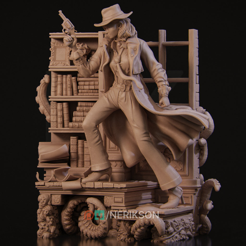 Laura the Detective | 32mm–140mm | 3D Printed Figure | Art Piece | Nerikson | Nerdy Creations