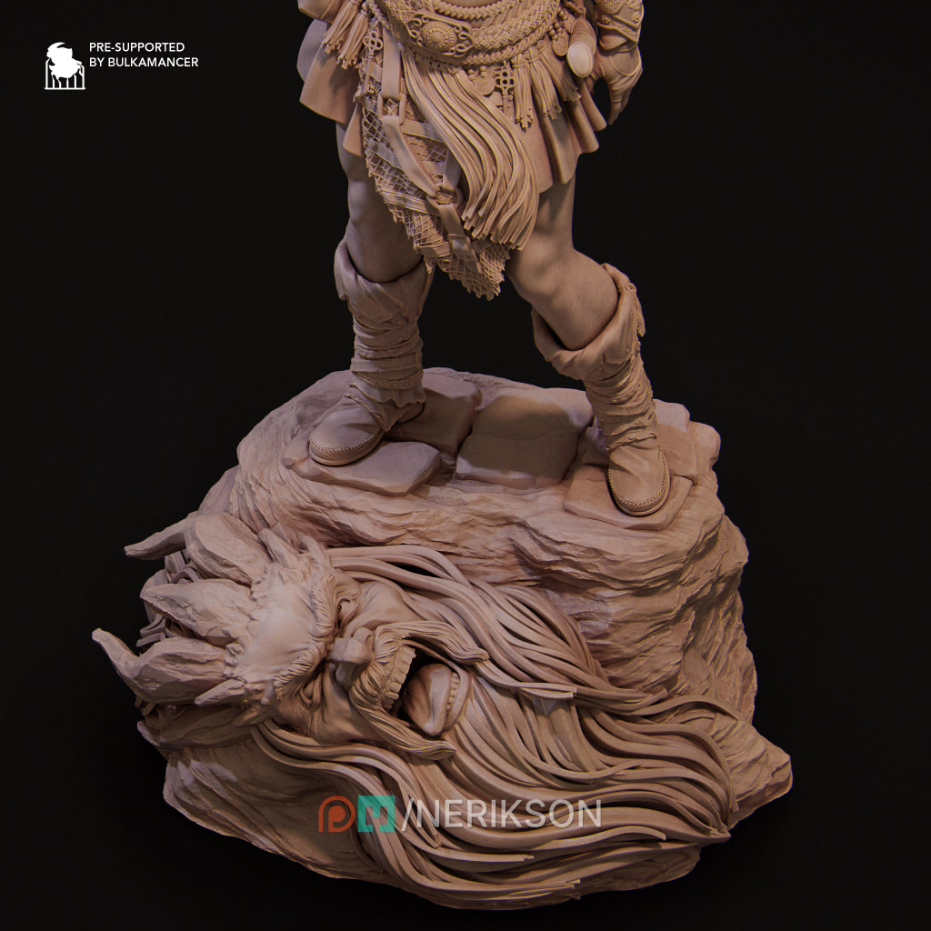 Lia the Barbarian Mercenary | 32mm–140mm | 3D Printed Figure | Art Piece | Nerikson | Nerdy Creations
