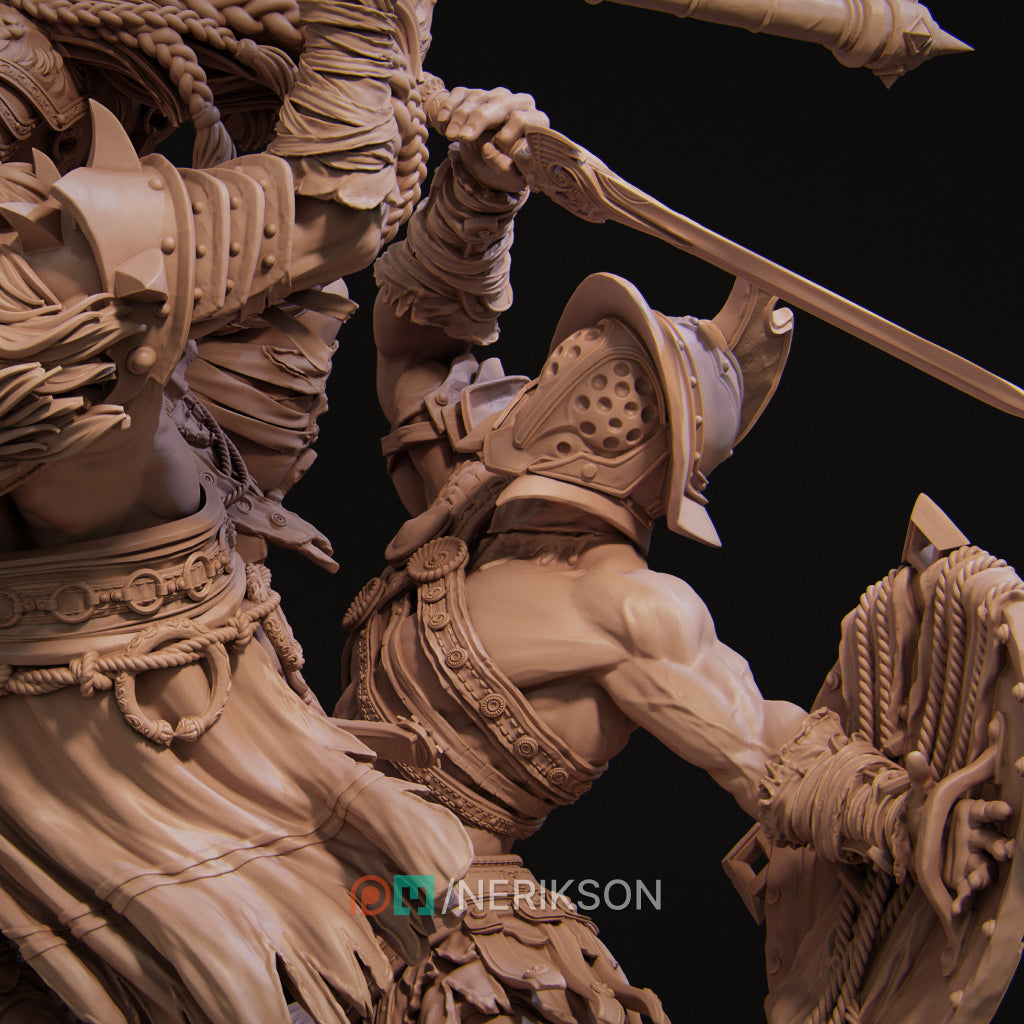 Fight of the Wolf | 32mm–140mm | 3D Printed Diorama Set | Art Piece | Nerikson | Nerdy Creations