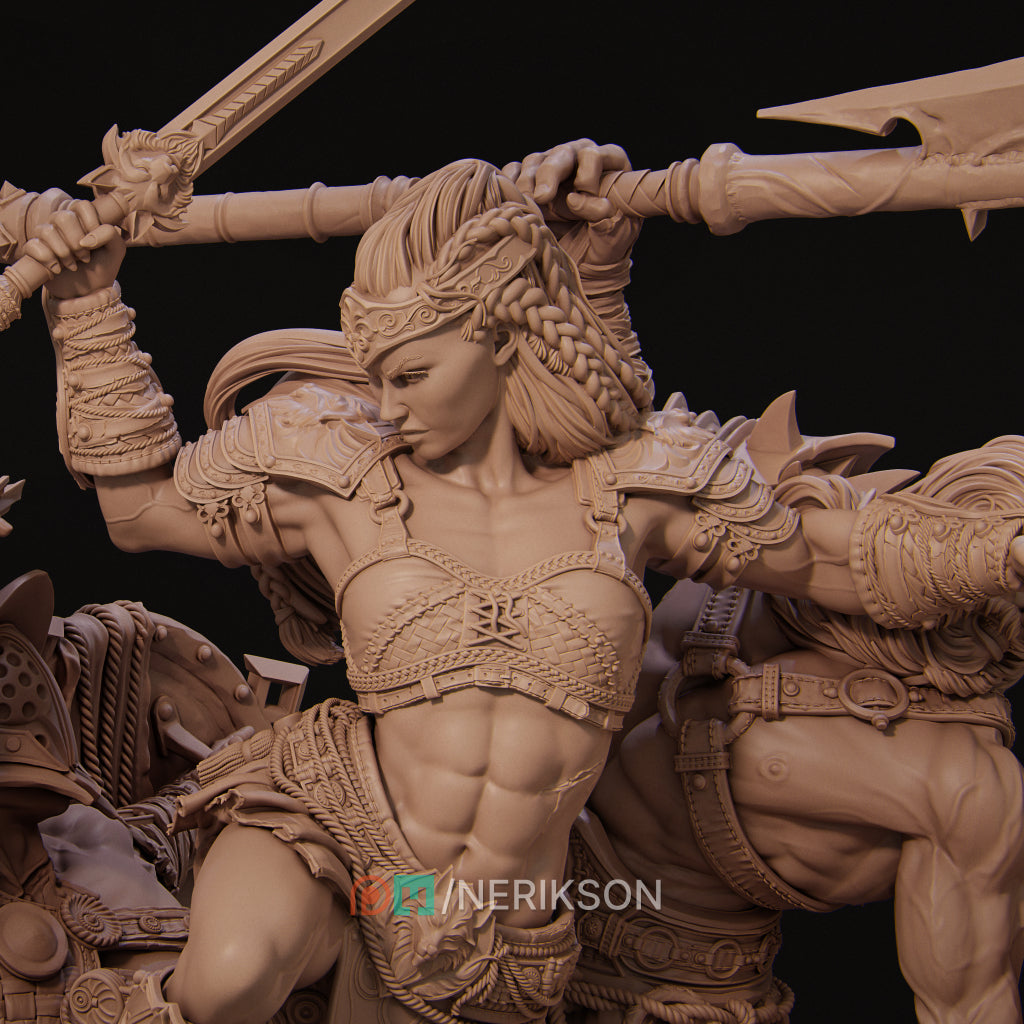 Fight of the Wolf | 32mm–140mm | 3D Printed Diorama Set | Art Piece | Nerikson | Nerdy Creations