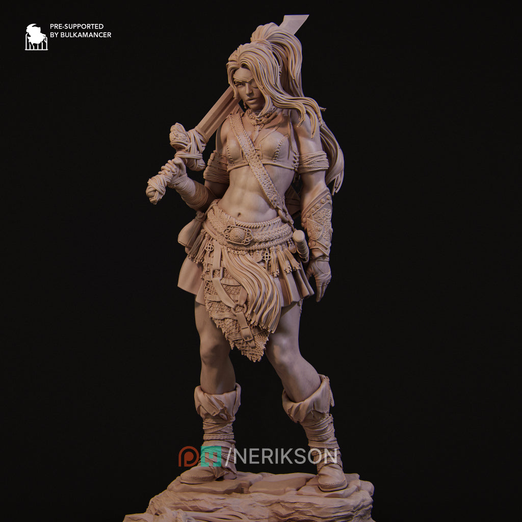 Lia the Barbarian Mercenary | 32mm–140mm | 3D Printed Figure | Art Piece | Nerikson | Nerdy Creations