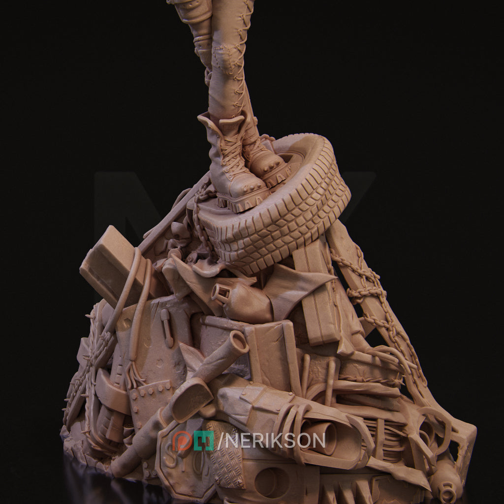 Ramona the Wasteland Warrior | 32mm–140mm | 3D Printed Figure | Art Piece | Nerikson | Nerdy Creations