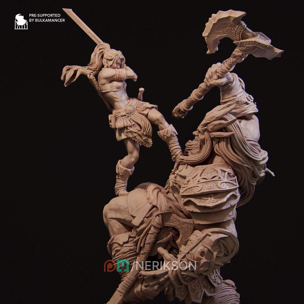 Lia vs The Giant | 32mm–140mm | 3D Printed Diorama Set | Art Piece | Nerikson | Nerdy Creations