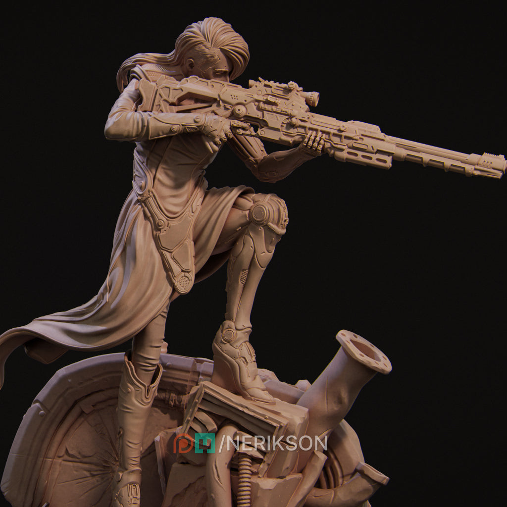 Aryn the Sniper Assassin (action pose) | 32mm–140mm | 3D Printed Figure | Art Piece | Nerikson | Nerdy Creations