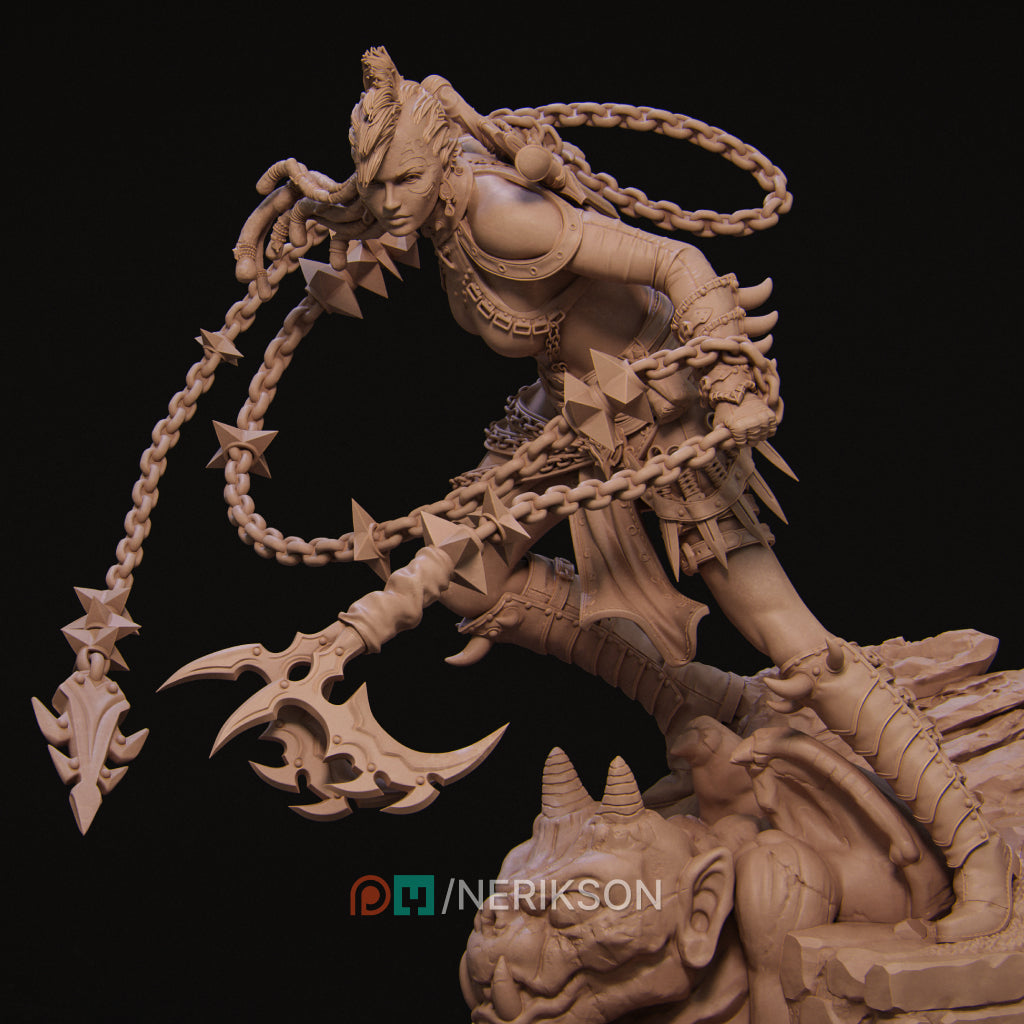 Zestari the Shadow Elf Warrior | 32mm–140mm | 3D Printed Figure | Art Piece | Nerikson | Nerdy Creations