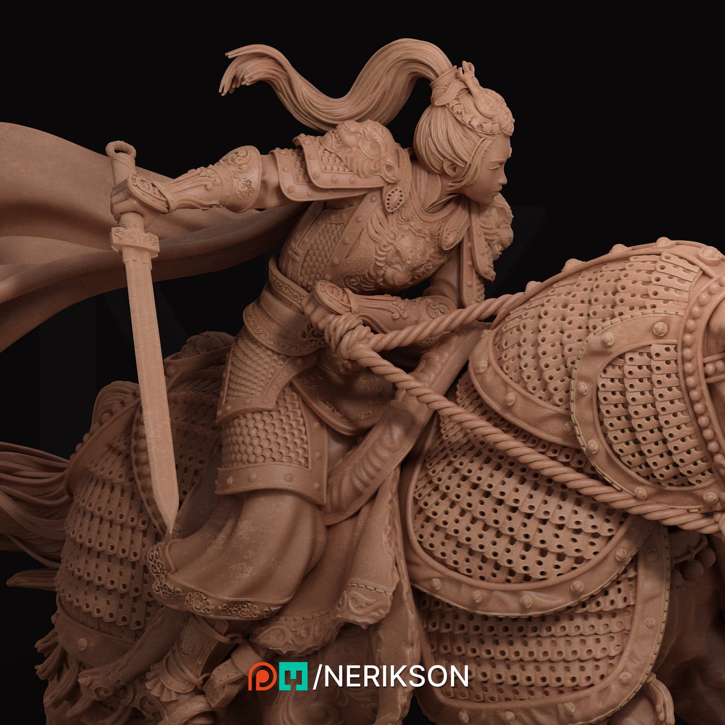 Kwan Yen (no helmet) | 140mm | 3D Printed Bust | Art Piece | Nerikson | Nerdy Creations