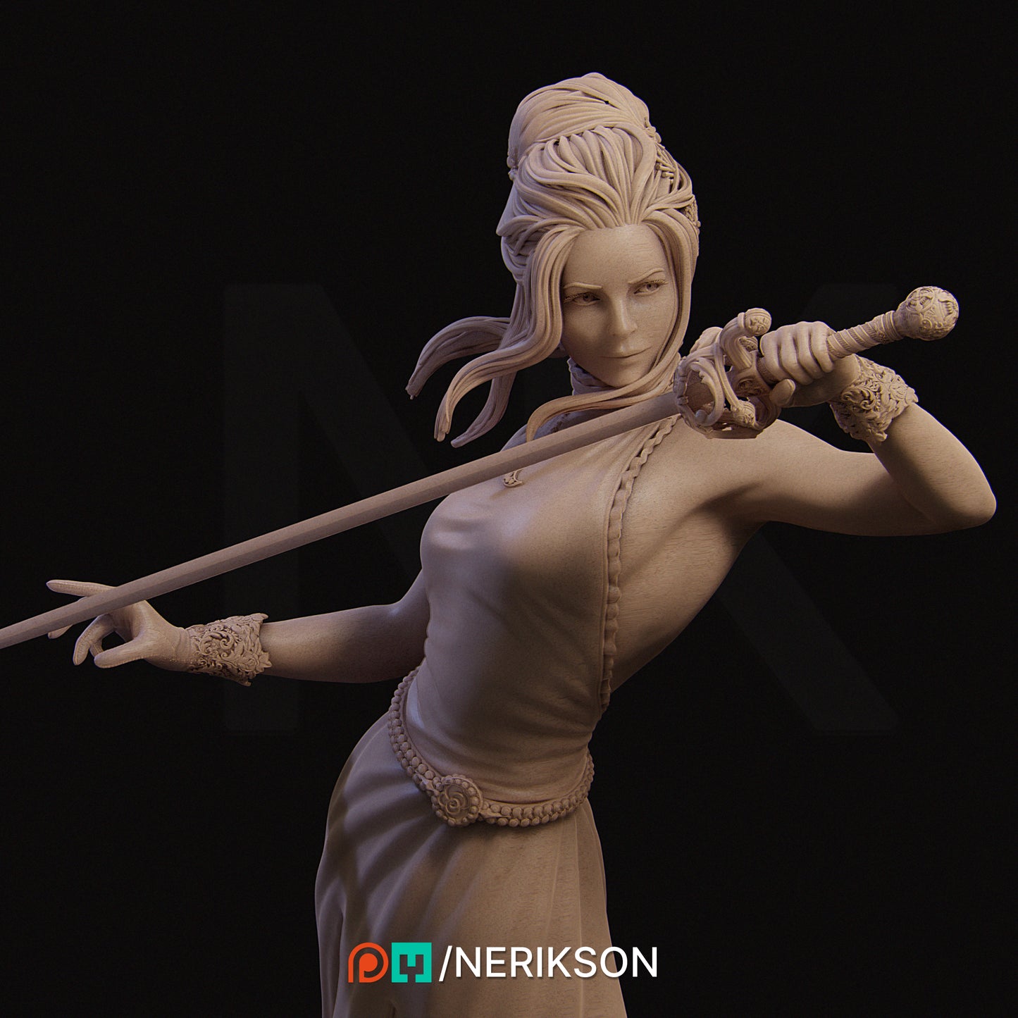 Luna the Moonlight Fencer | 3D Printed Diorama Set | Art Piece | Nerikson | Nerdy Creations