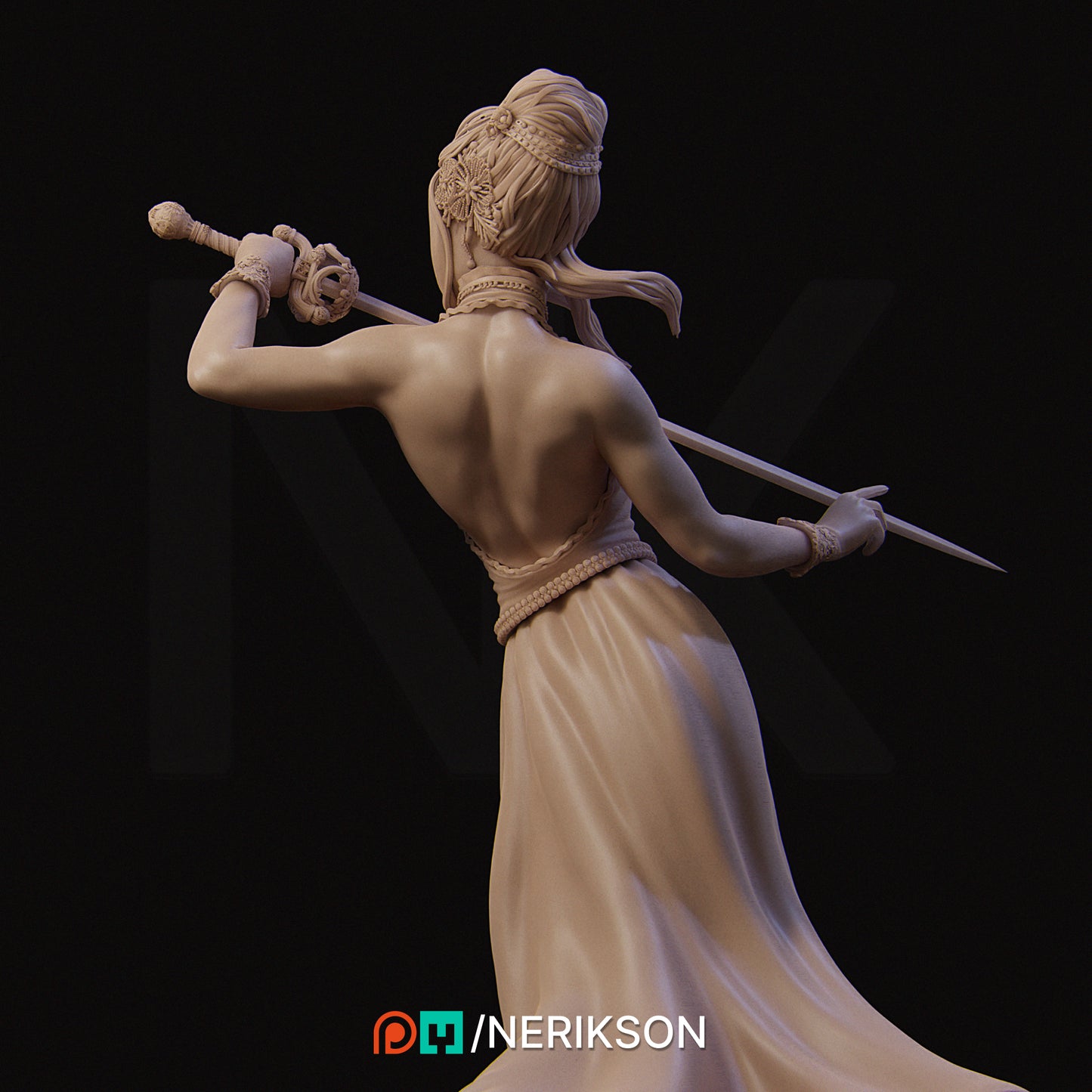 Luna the Moonlight Fencer | 140mm | 3D Printed Bust | Art Piece | Nerikson | Nerdy Creations