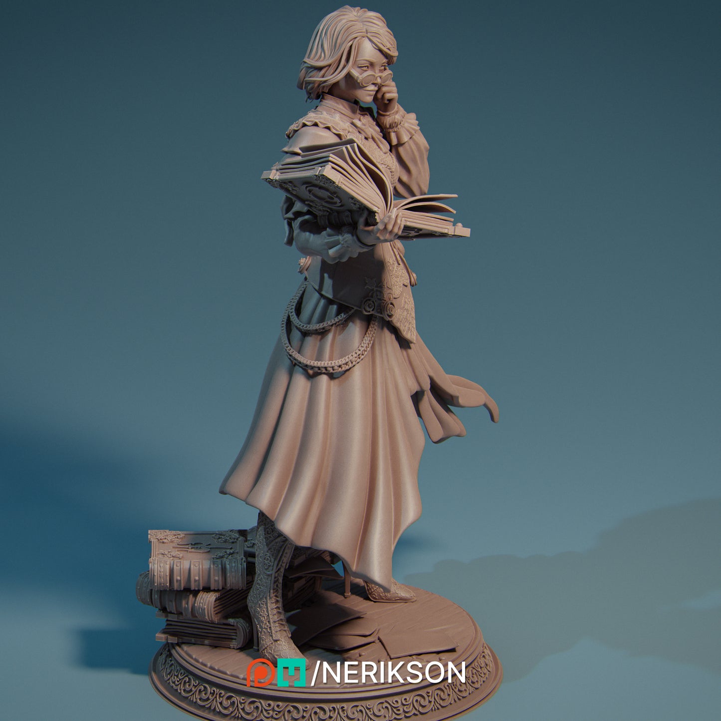 Orinthia the Magical Librarian | 32mm & 140mm | 3D Printed Figure | Art Piece | Nerikson | Nerdy Creations