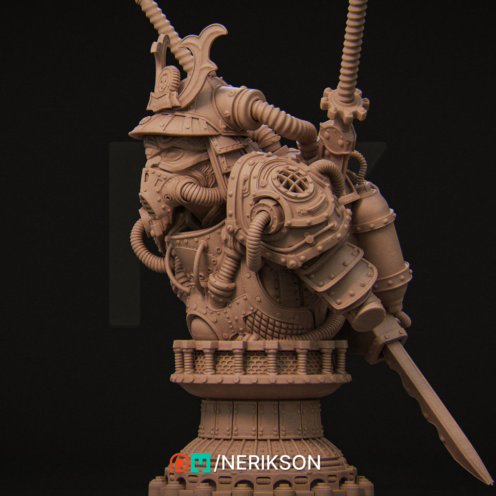 Naojiri Steampunk Samurai | 32mm & 140mm | 3D Printed Figure | Art Piece | Nerikson | Nerdy Creations
