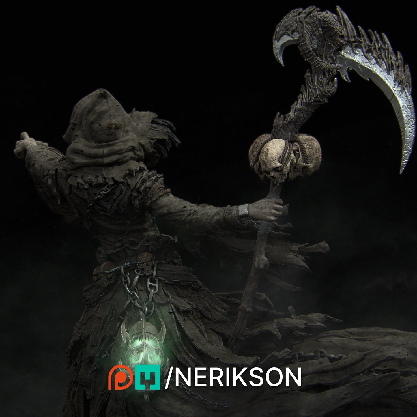 Grim Reaper | 140mm | 3D Printed Diorama Set | Art Piece | Nerikson | Nerdy Creations