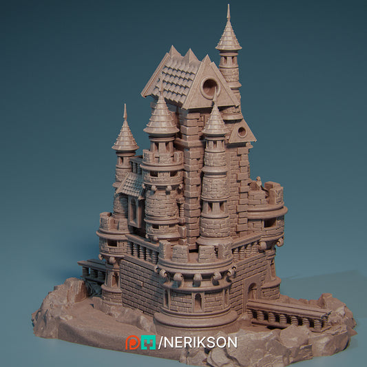 Vampire Castle (with Vampire) | 32mm–140mm | 3D Printed Figure | Art Piece | Nerikson | Nerdy Creations