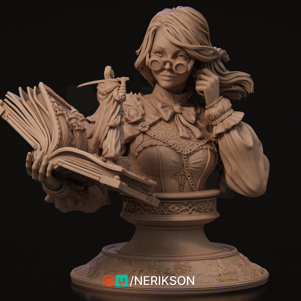 Orinthia the Magical Librarian | 140mm | 3D Printed Diorama Set | Art Piece | Nerikson | Nerdy Creations