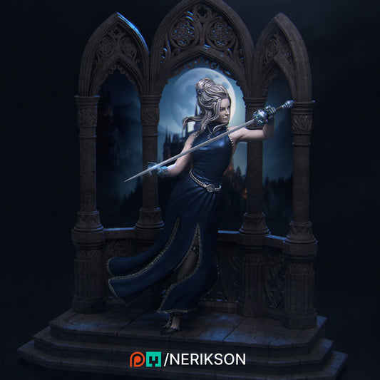 Luna the Moonlight Fencer | 140mm | 3D Printed Bust | Art Piece | Nerikson | Nerdy Creations