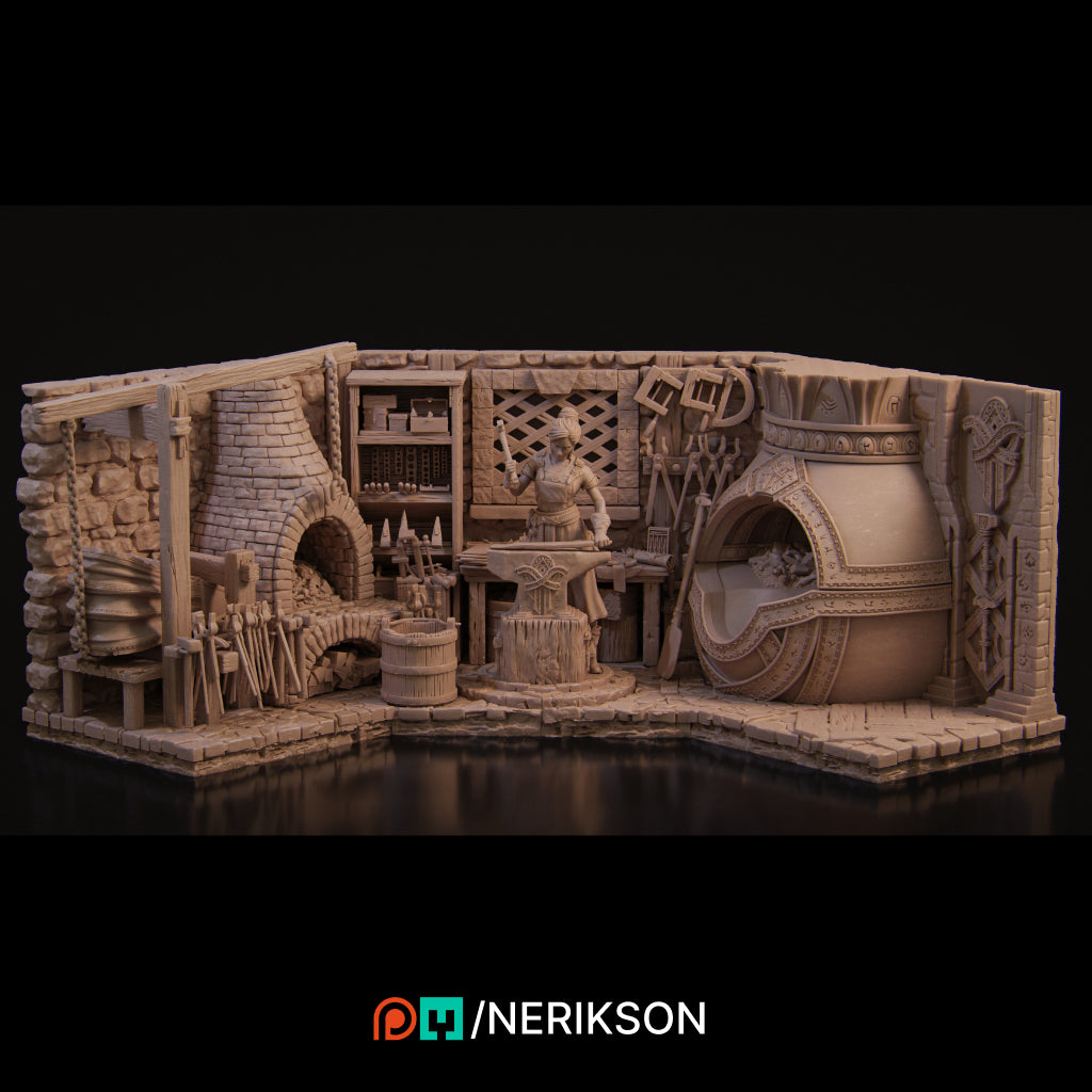 Lara the Blacksmith Pose 1 | 140mm | 3D Printed Figure | Art Piece | Nerikson | Nerdy Creations