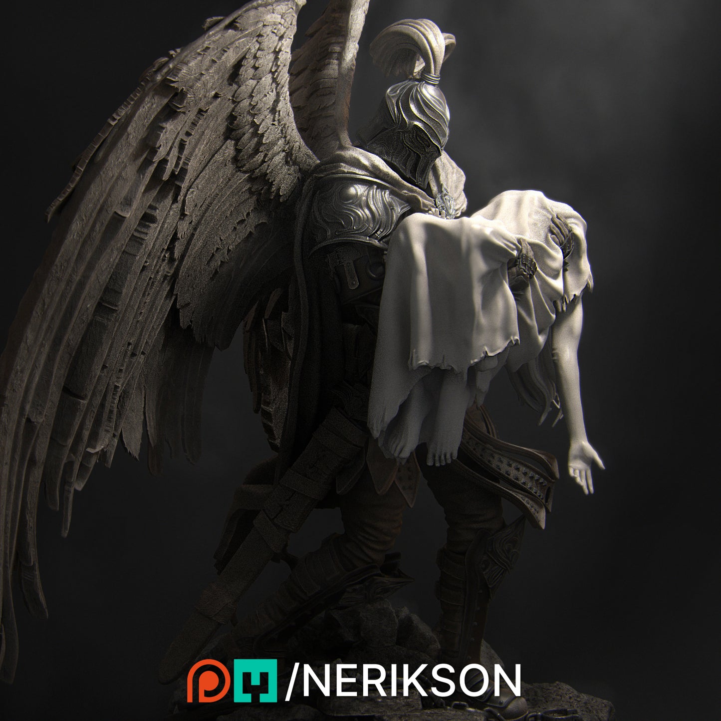 Ishim, the Fallen Paladin | 32mm & 140mm | 3D Printed Figure | Art Piece | Nerikson | Nerdy Creations