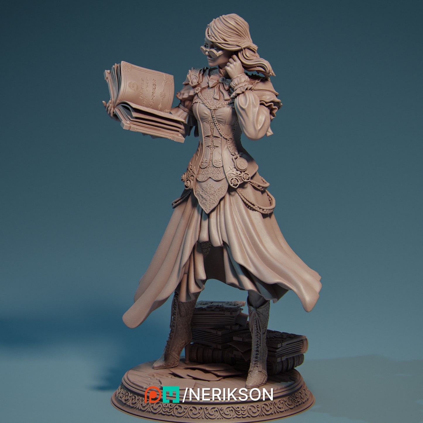 Orinthia the Magical Librarian | 32mm & 140mm | 3D Printed Figure | Art Piece | Nerikson | Nerdy Creations