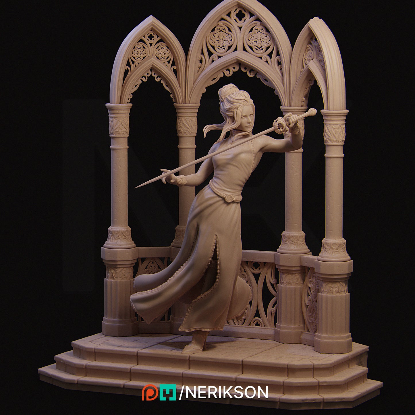 Luna the Moonlight Fencer | 32mm | 3D Printed Figure | Art Piece | Nerikson | Nerdy Creations