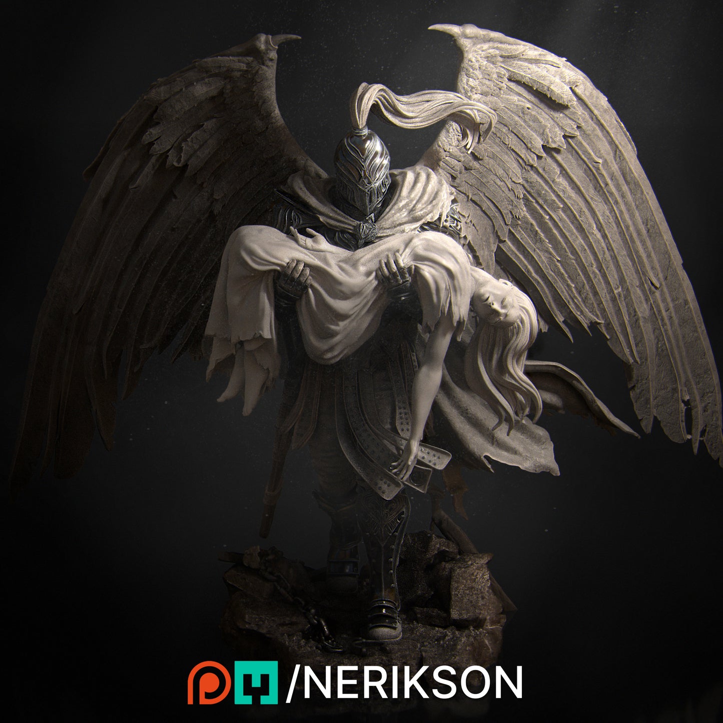 Ishim, the Fallen Paladin | 32mm & 140mm | 3D Printed Figure | Art Piece | Nerikson | Nerdy Creations