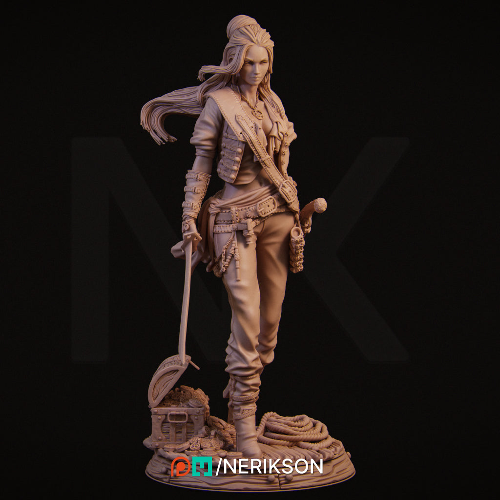Mariana the Pirate | 32mm–140mm | 3D Printed Figure | Art Piece | Nerikson | Nerdy Creations