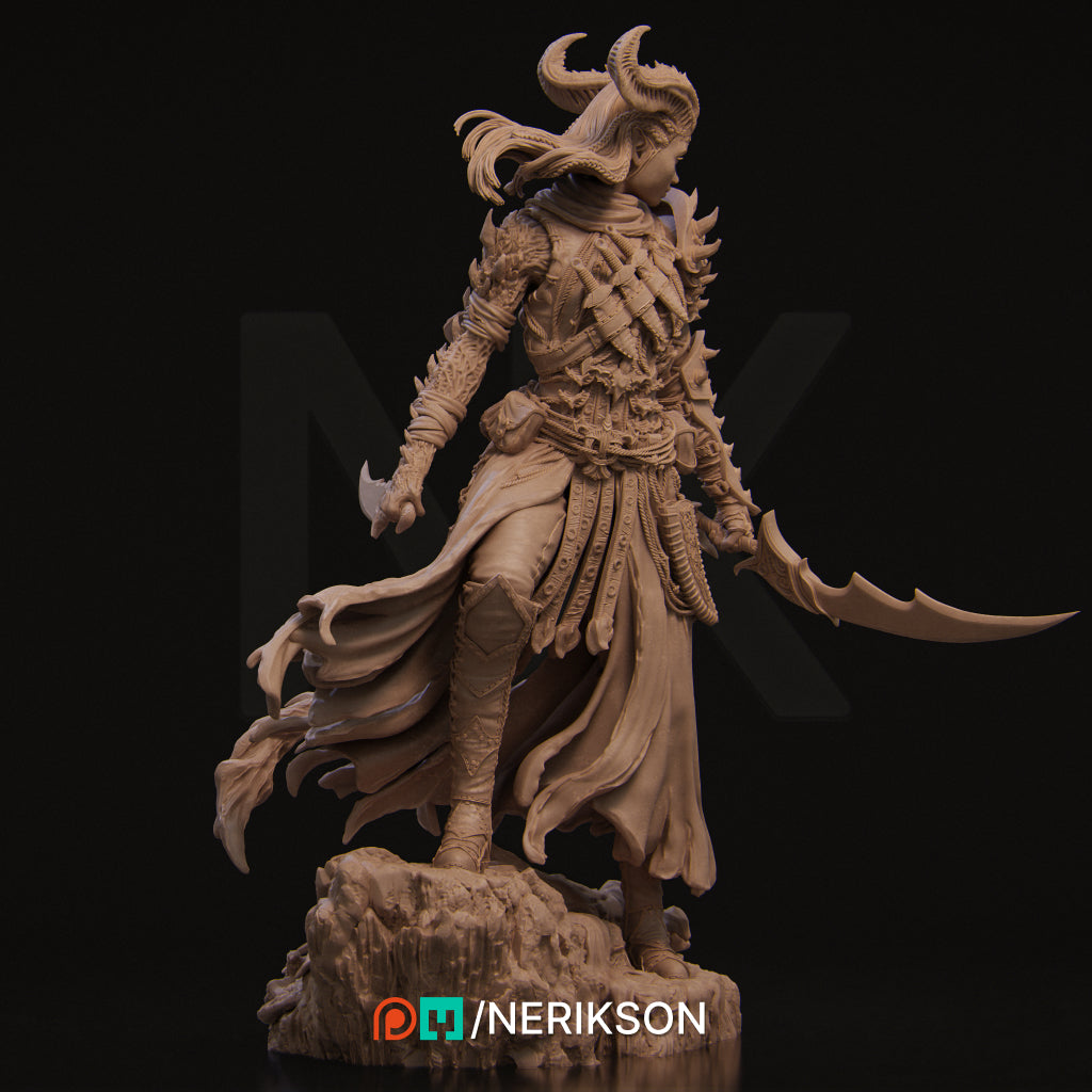 Iensi, The Demon Huntress | 32mm & 140mm | 3D Printed Figure | Art Piece | Nerikson | Nerdy Creations