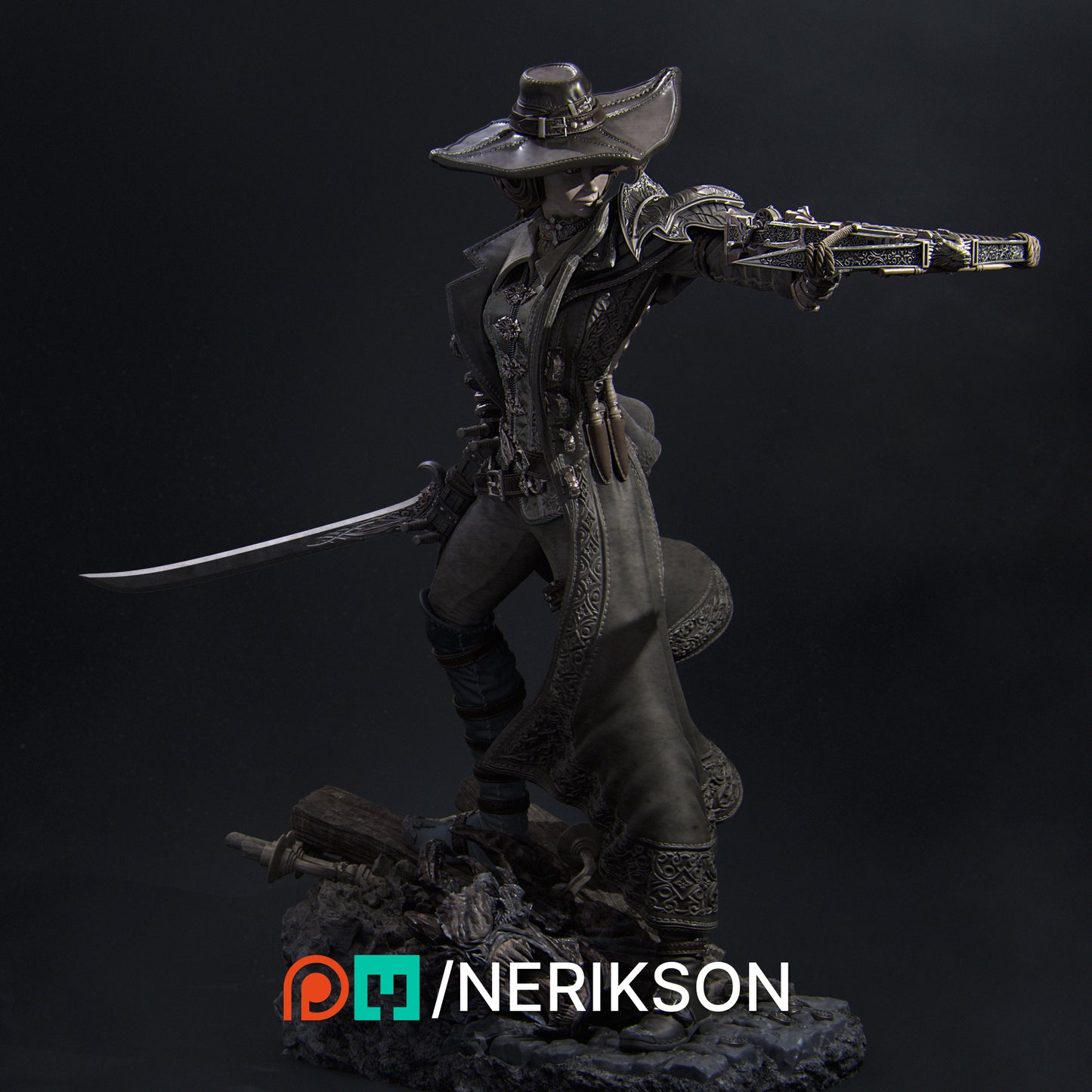 Valeria the Nighthunter | 32mm | 3D Printed Figure | Art Piece | Nerikson | Nerdy Creations