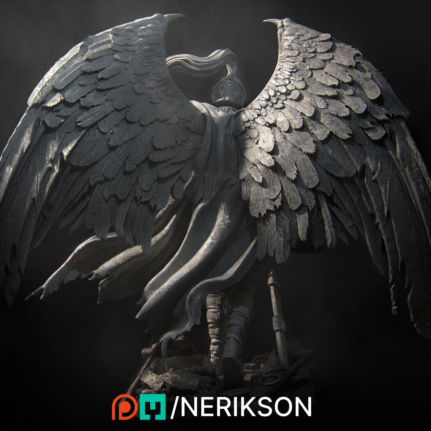 Ishim, the Fallen Paladin | 32mm & 140mm | 3D Printed Figure | Art Piece | Nerikson | Nerdy Creations