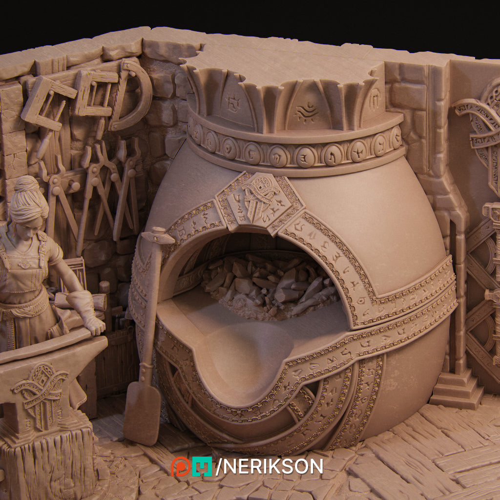 Lara the Blacksmith Pose 2 | 140mm | 3D Printed Figure | Art Piece | Nerikson | Nerdy Creations