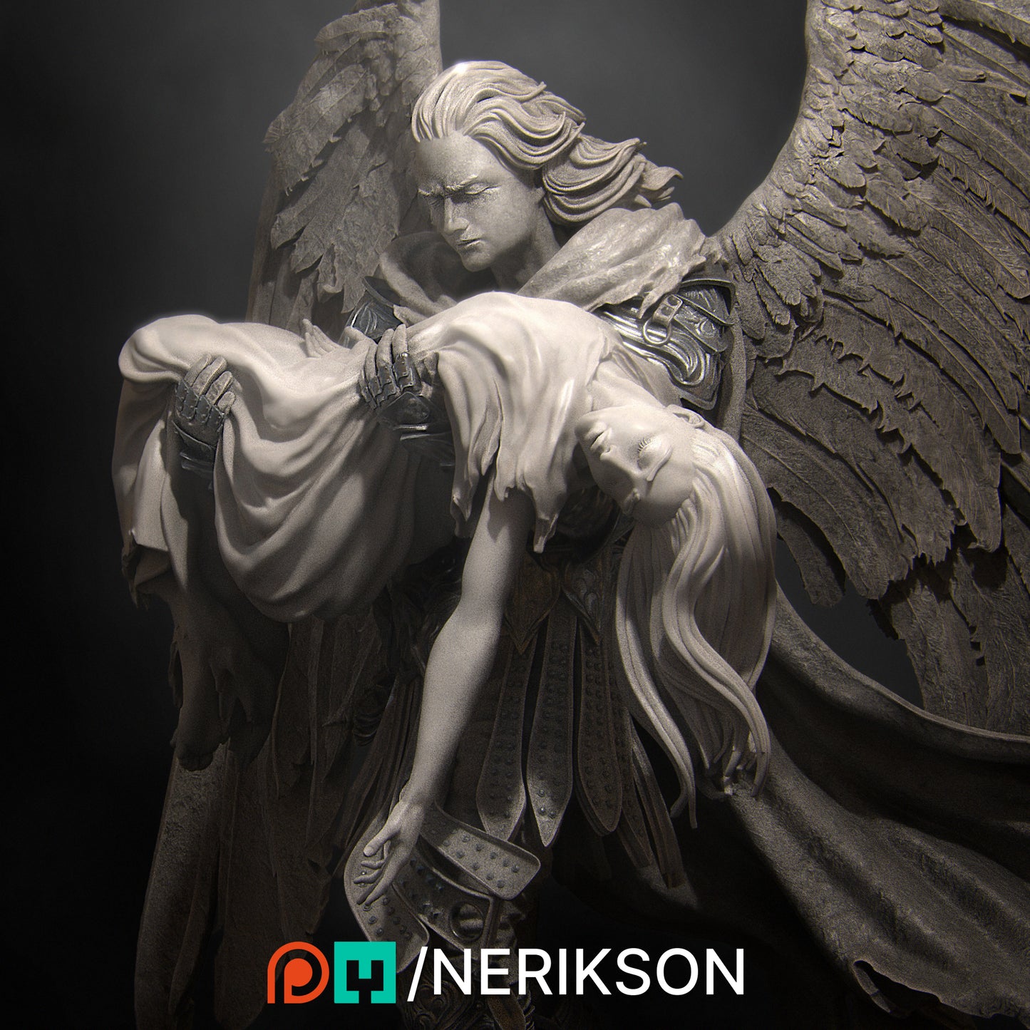 Ishim, the Fallen Paladin | 32mm & 140mm | 3D Printed Figure | Art Piece | Nerikson | Nerdy Creations
