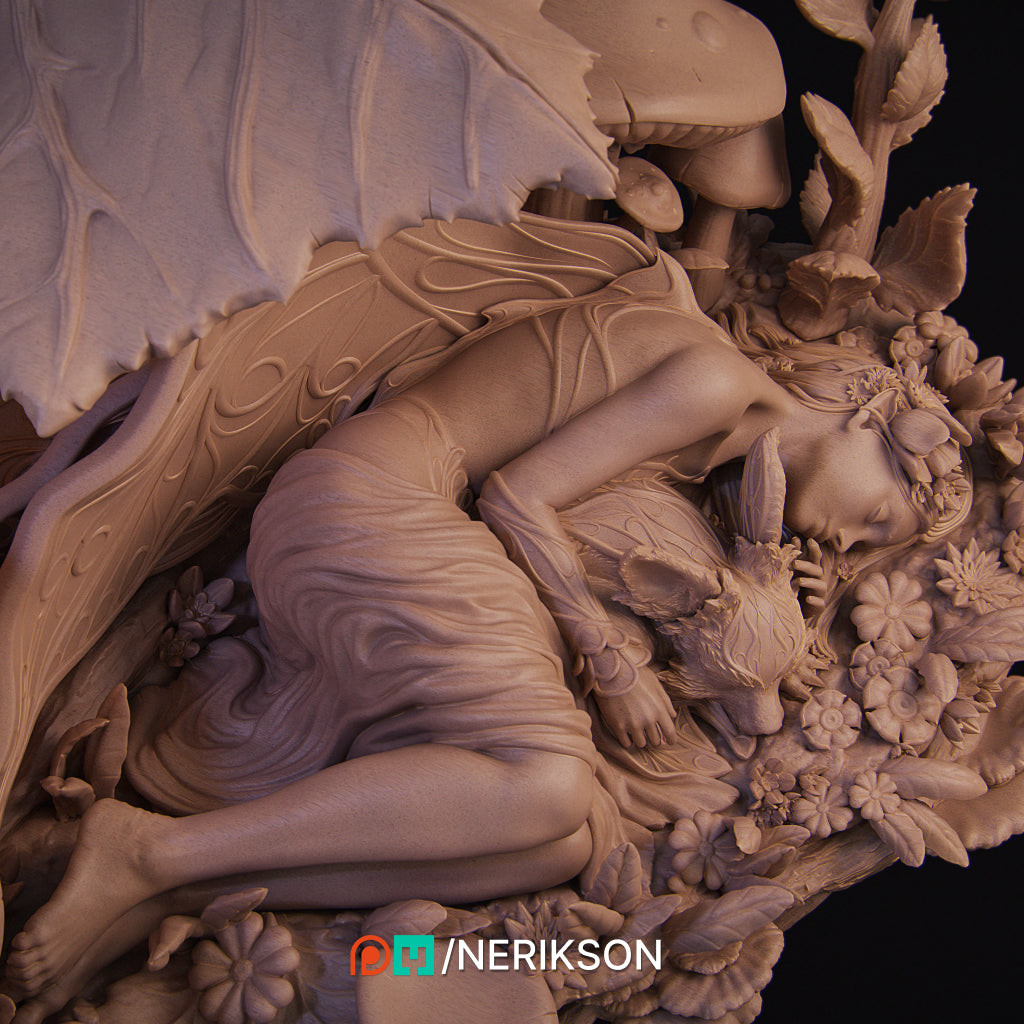 Fairy — End of Summer | 32mm & 140mm | 3D Printed Figure | Art Piece | Nerikson | Nerdy Creations