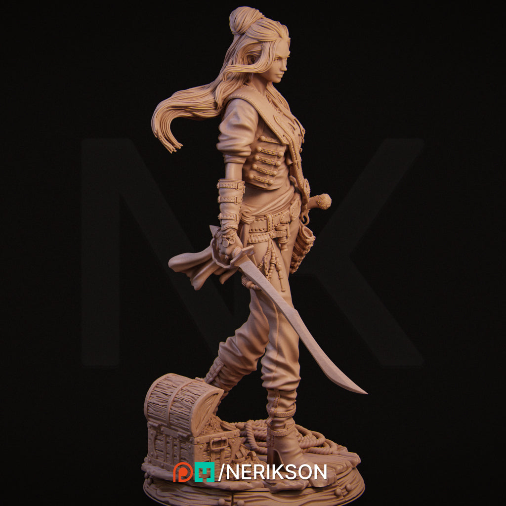 Mariana the Pirate | 32mm–140mm | 3D Printed Figure | Art Piece | Nerikson | Nerdy Creations