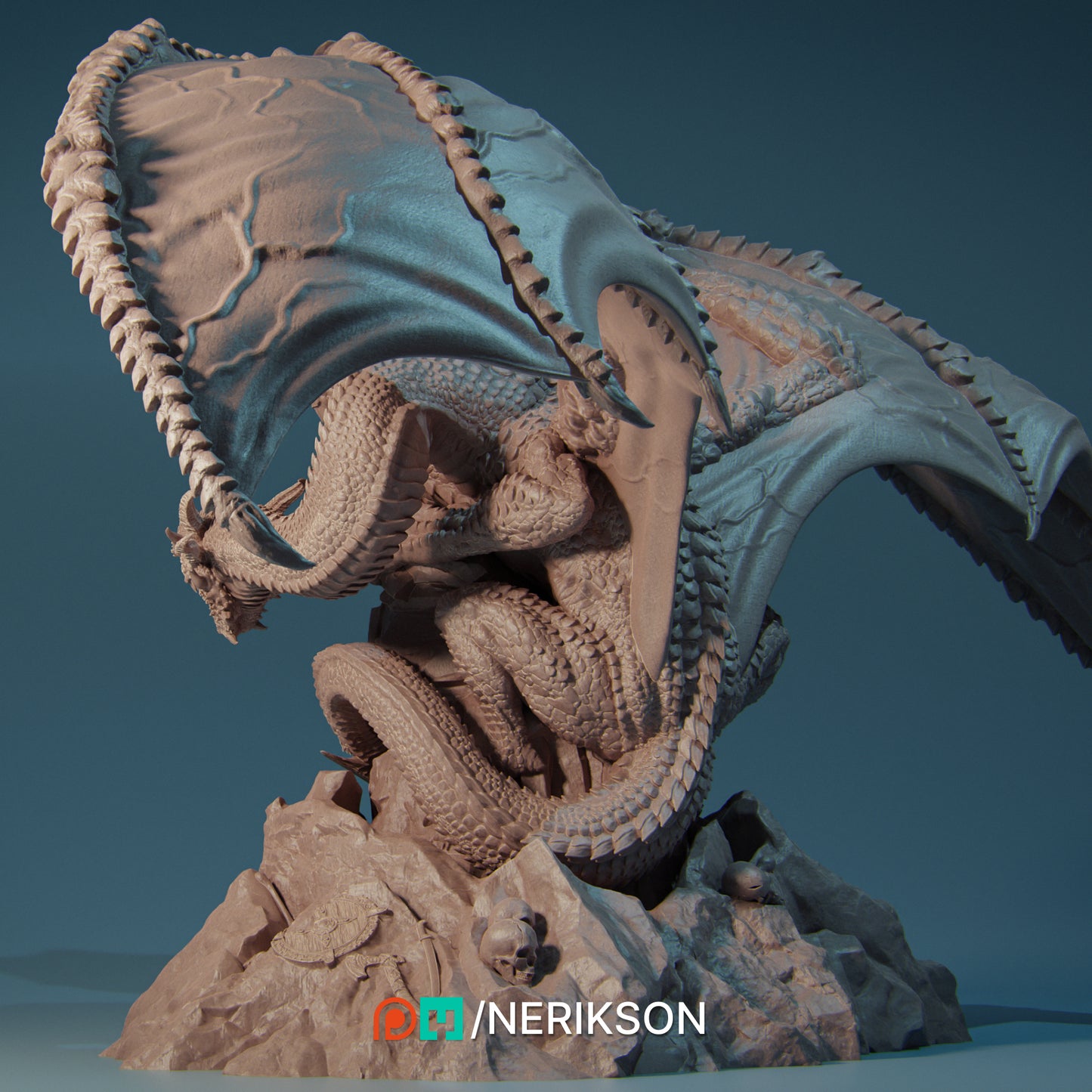 Zmei, the Three-Headed Dragon | 32mm & 140mm | 3D Printed Figure | Art Piece | Nerikson | Nerdy Creations