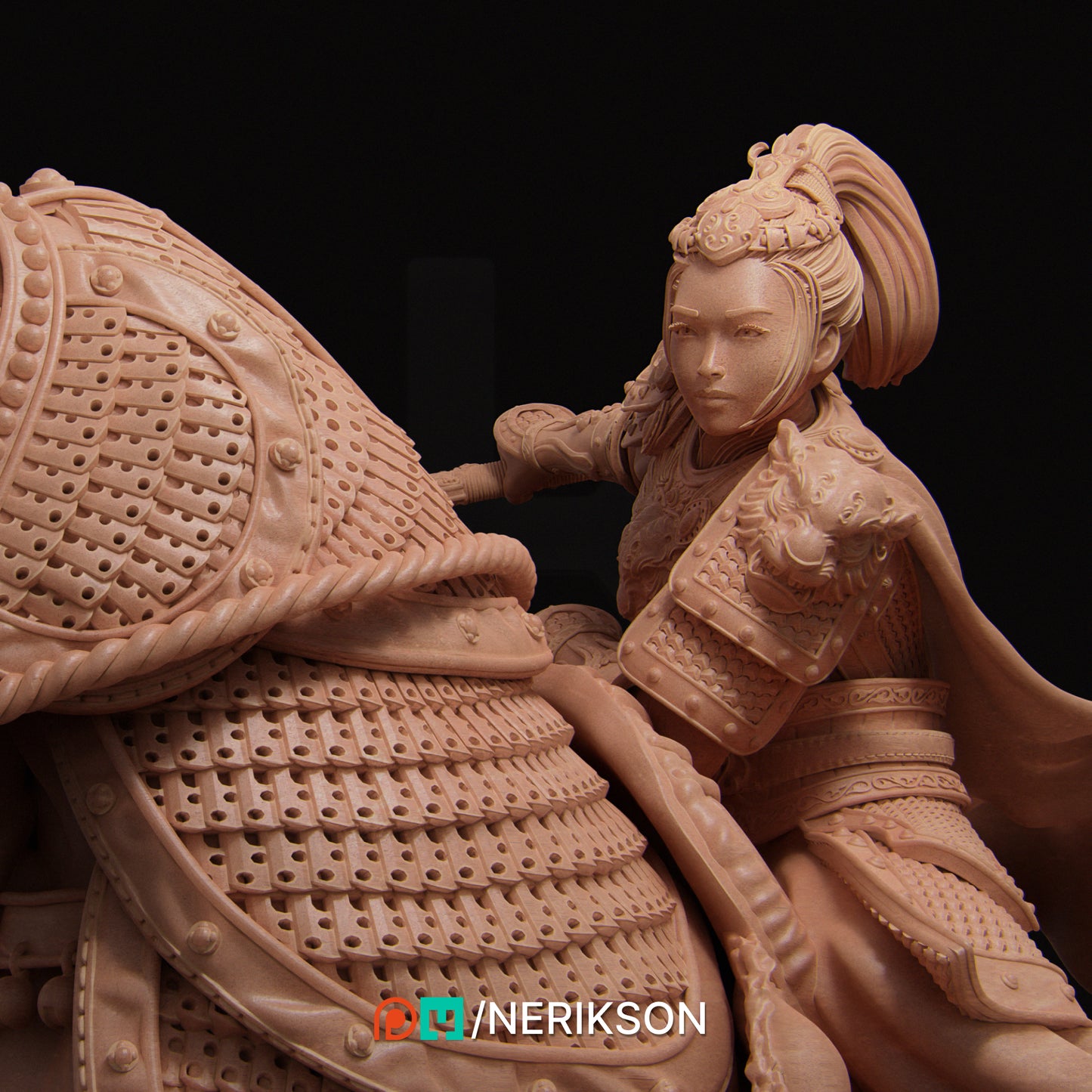 Kwan Yen (with helmet) | 140mm | 3D Printed Bust | Art Piece | Nerikson | Nerdy Creations