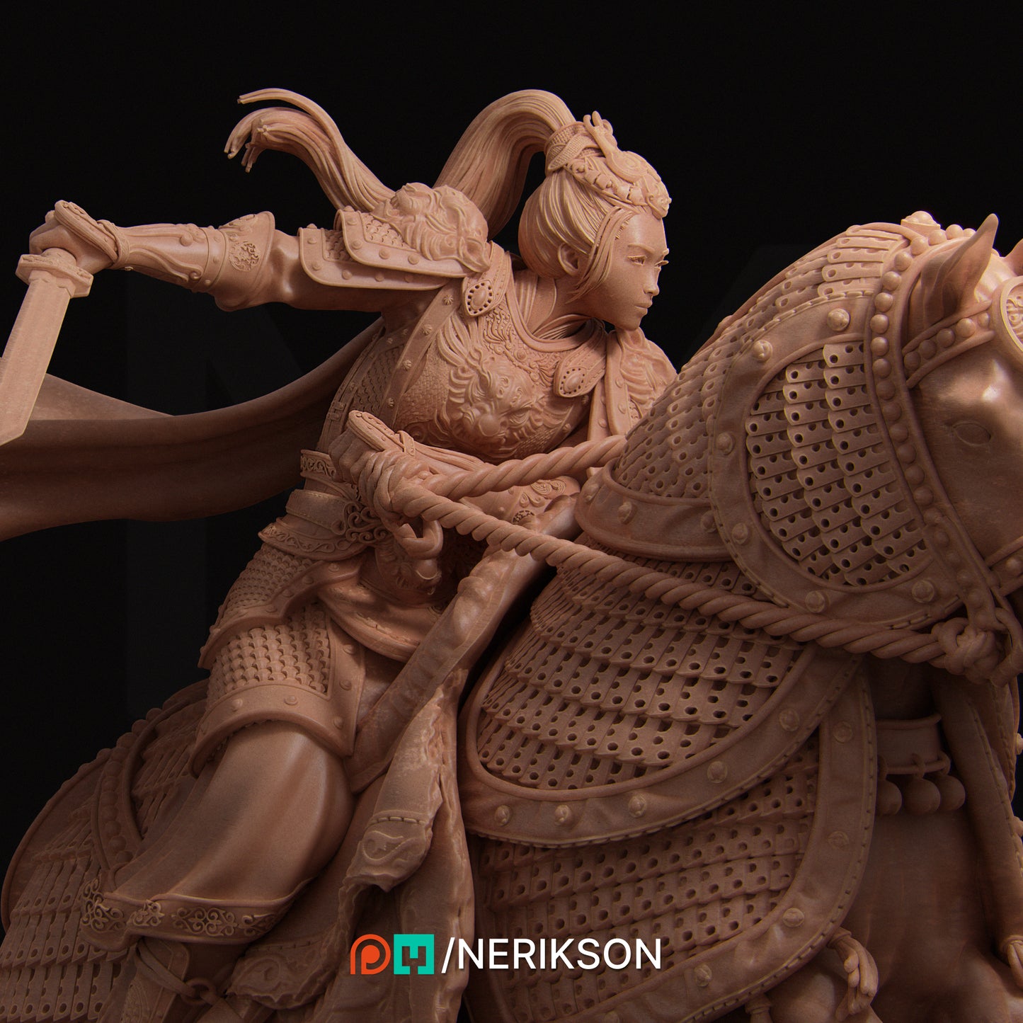Kwan Yen (with helmet) | 140mm | 3D Printed Bust | Art Piece | Nerikson | Nerdy Creations
