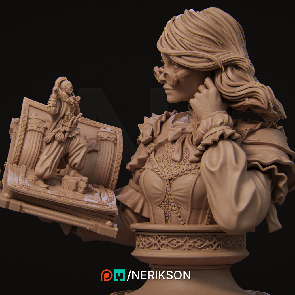 Orinthia the Magical Librarian | 140mm | 3D Printed Bust | Art Piece | Nerikson | Nerdy Creations