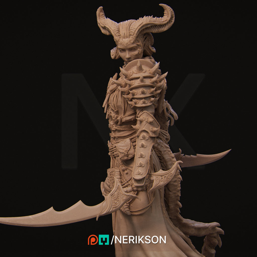 Iensi, The Demon Huntress | 32mm & 140mm | 3D Printed Figure | Art Piece | Nerikson | Nerdy Creations