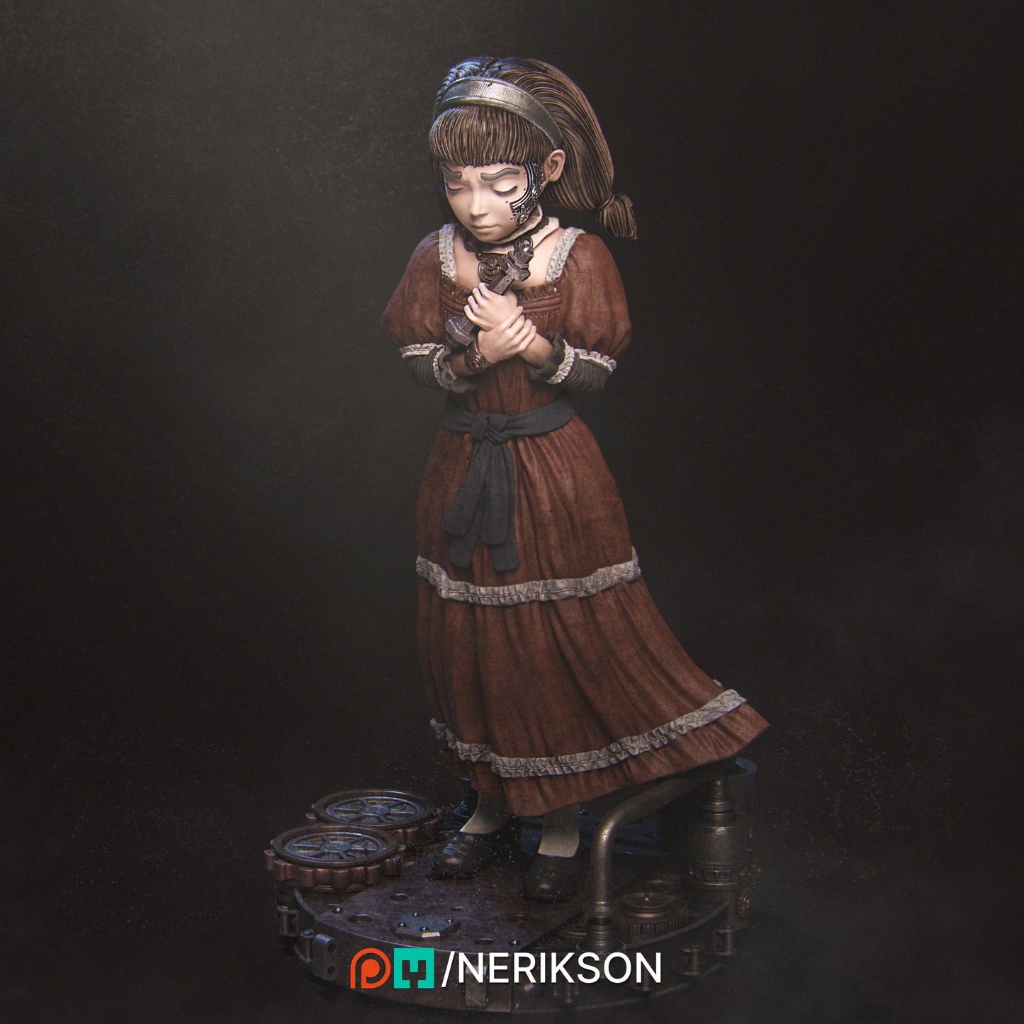 The Abandoned Robot | 32mm & 60mm | 3D Printed Diorama Set | Art Piece | Nerikson | Nerdy Creations