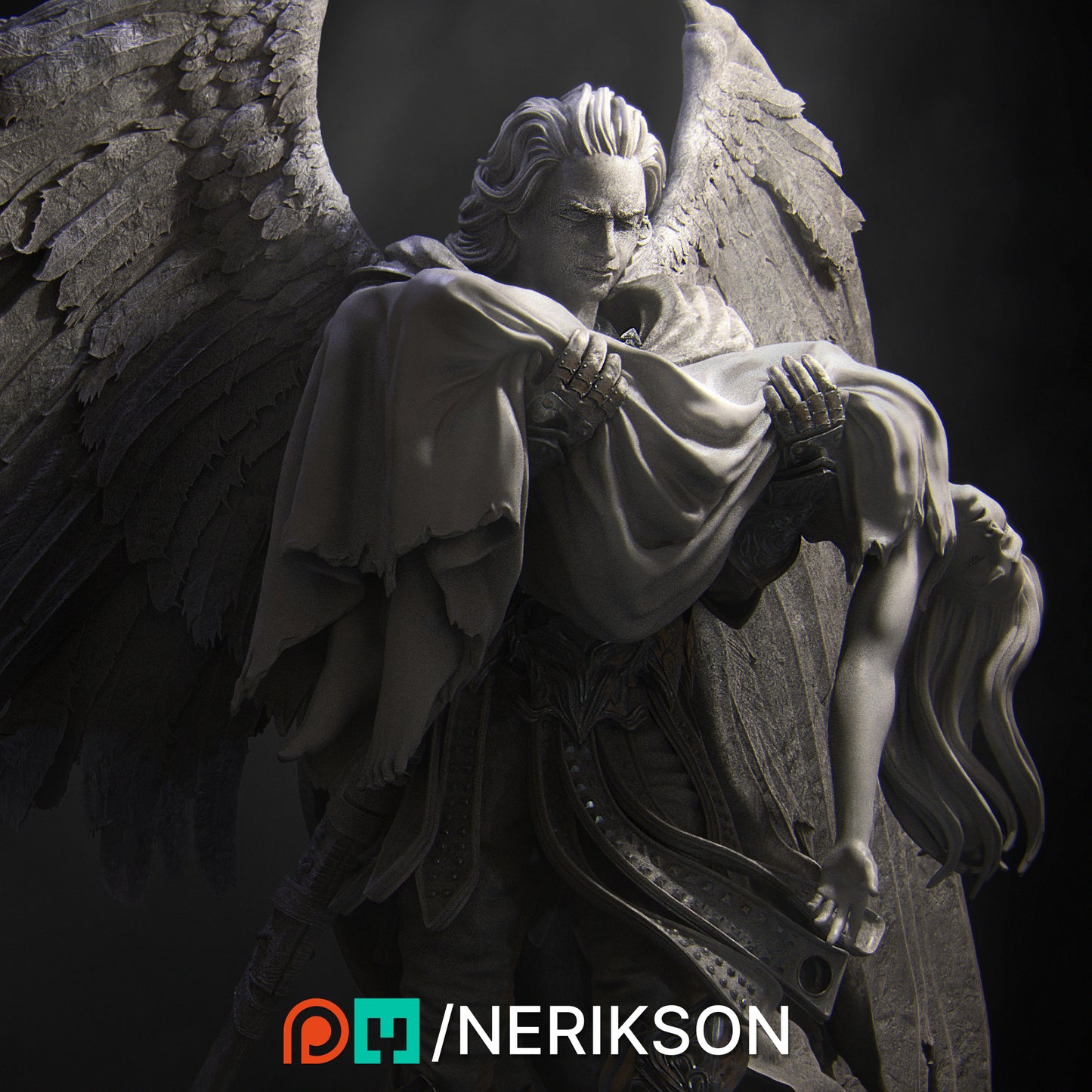 Ishim, the Fallen Paladin | 32mm & 140mm | 3D Printed Figure | Art Piece | Nerikson | Nerdy Creations