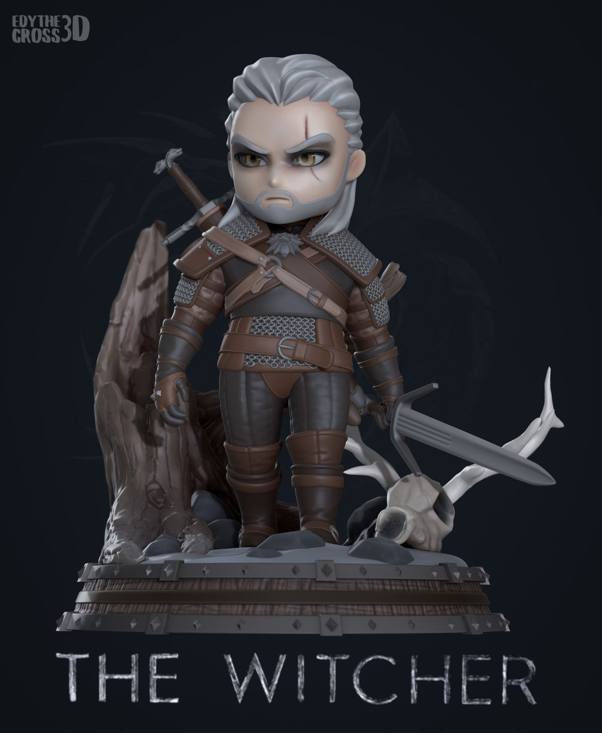 Chibi Geralt resin figure