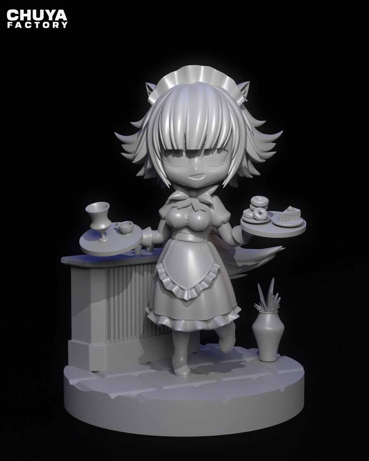 Chibi Cat Maid resin figure