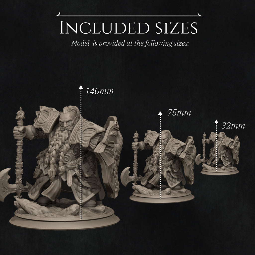 Borin, the Dwarf Paladin | 32mm–140mm | 3D Printed Figure | Art Piece | Nerikson | Nerdy Creations