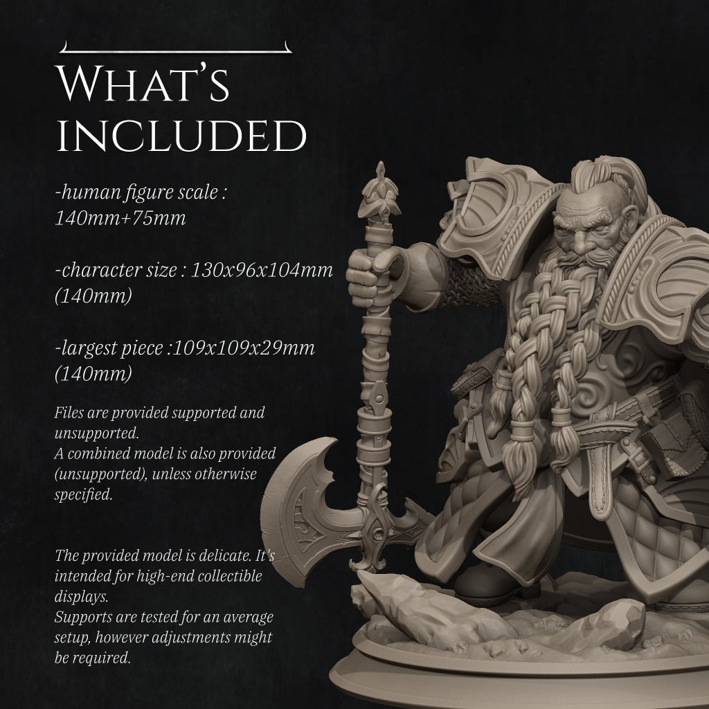 Borin, the Dwarf Paladin | 32mm–140mm | 3D Printed Figure | Art Piece | Nerikson | Nerdy Creations