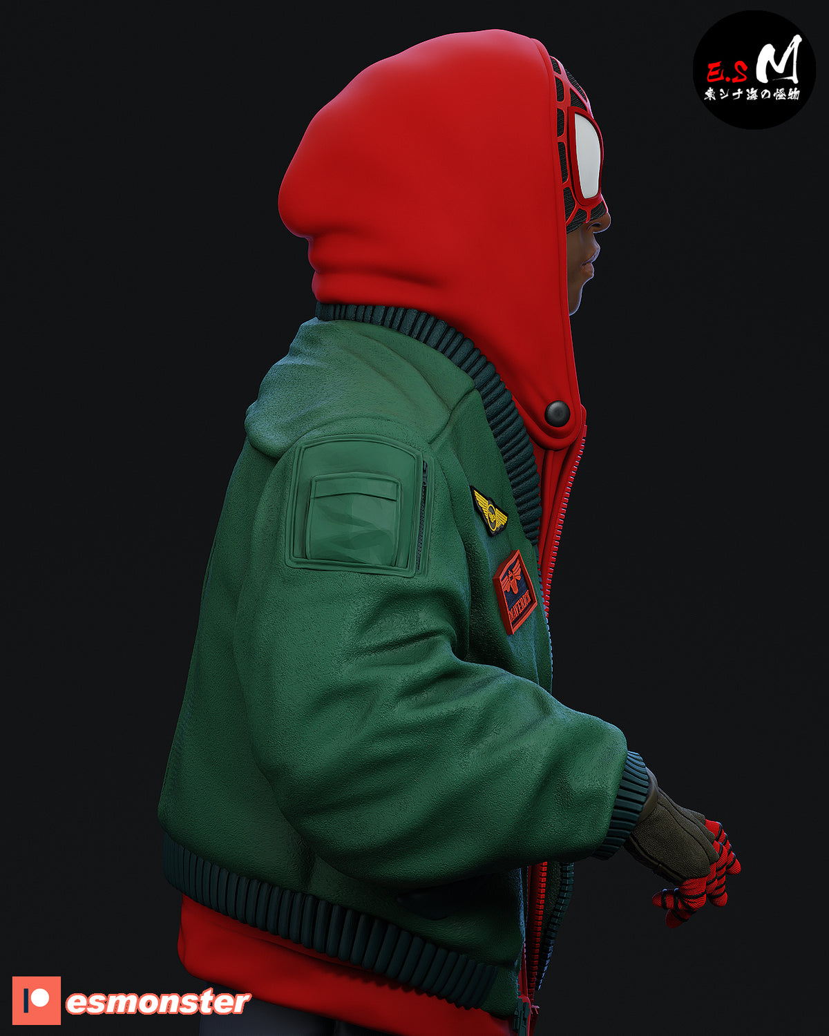 Miles Morales Logo Slab Base Unmasked resin figure