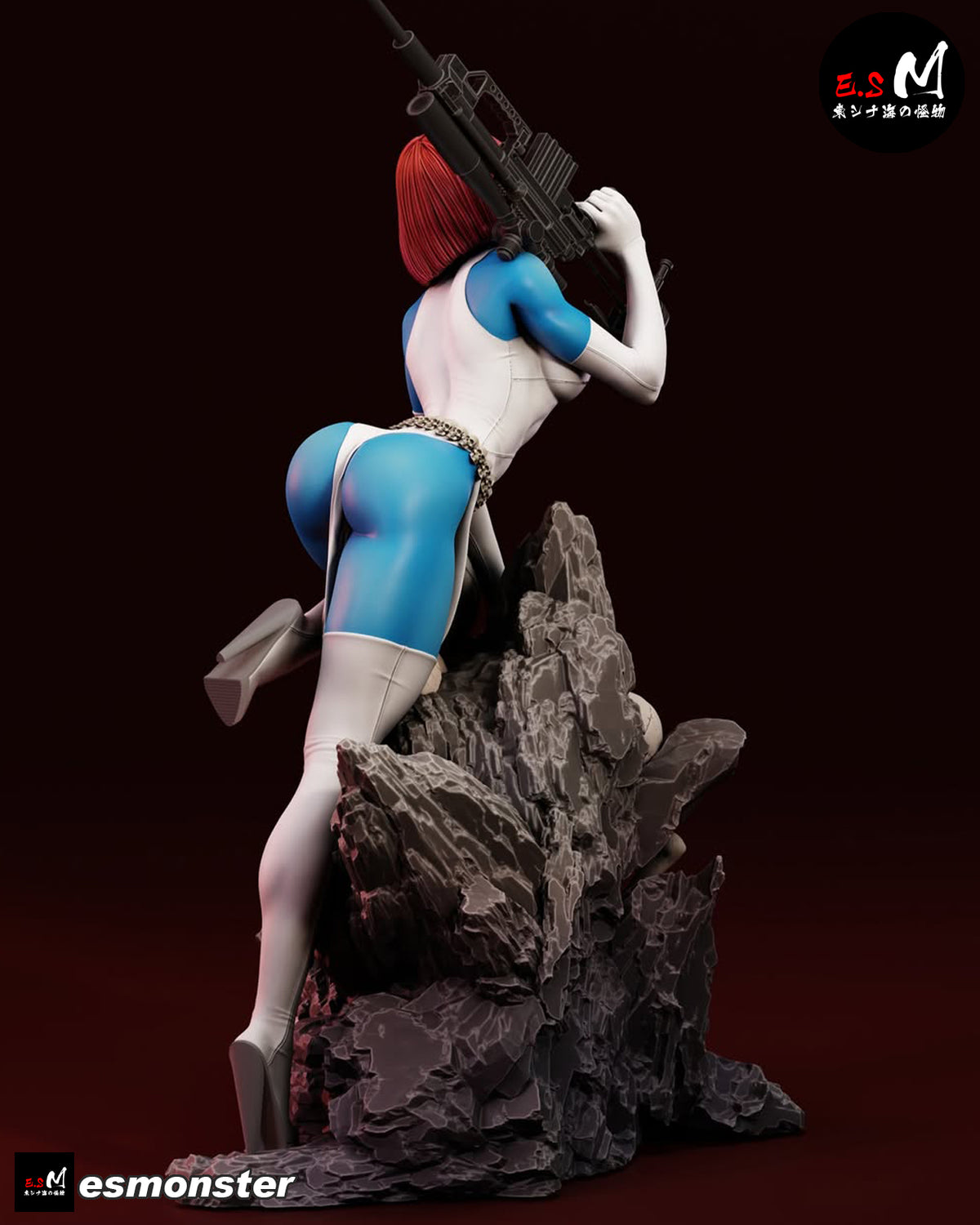 Mystique Base Design 1 (Tall Rock Spire + Skull Pile, Used In The Main Assembled Renders), One-Handed Pistol resin figure