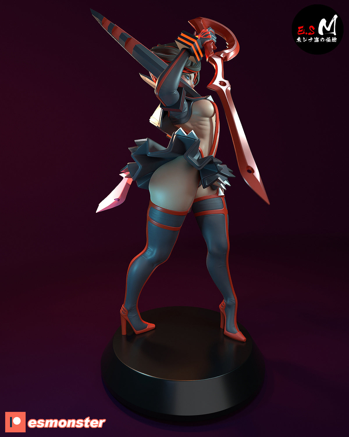Ryuko Matoi Uniform With Pleated Skirt, Head Variant (Eye) B002 resin figure