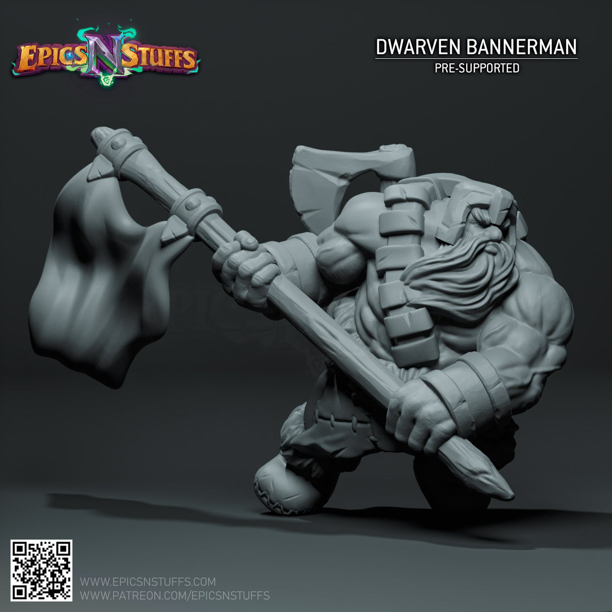 Dwarven Bannerman resin figure
